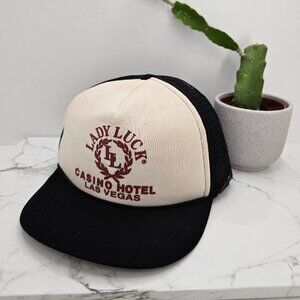 vintage Y2K | Las Vegas Lady Luck black retro snapback trucker hat | unisex